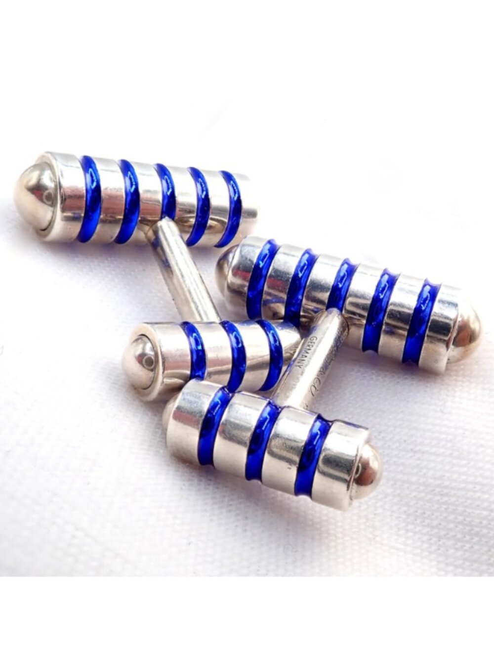 Tiffany & Co. Picasso Sterling Silver Cobalt Blue Enamel Cufflinks Germany - Picture 10 of 10